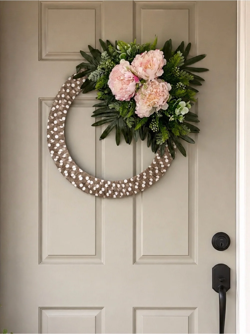 Large Wreath | Blush Pink Peony w/Green Foliage